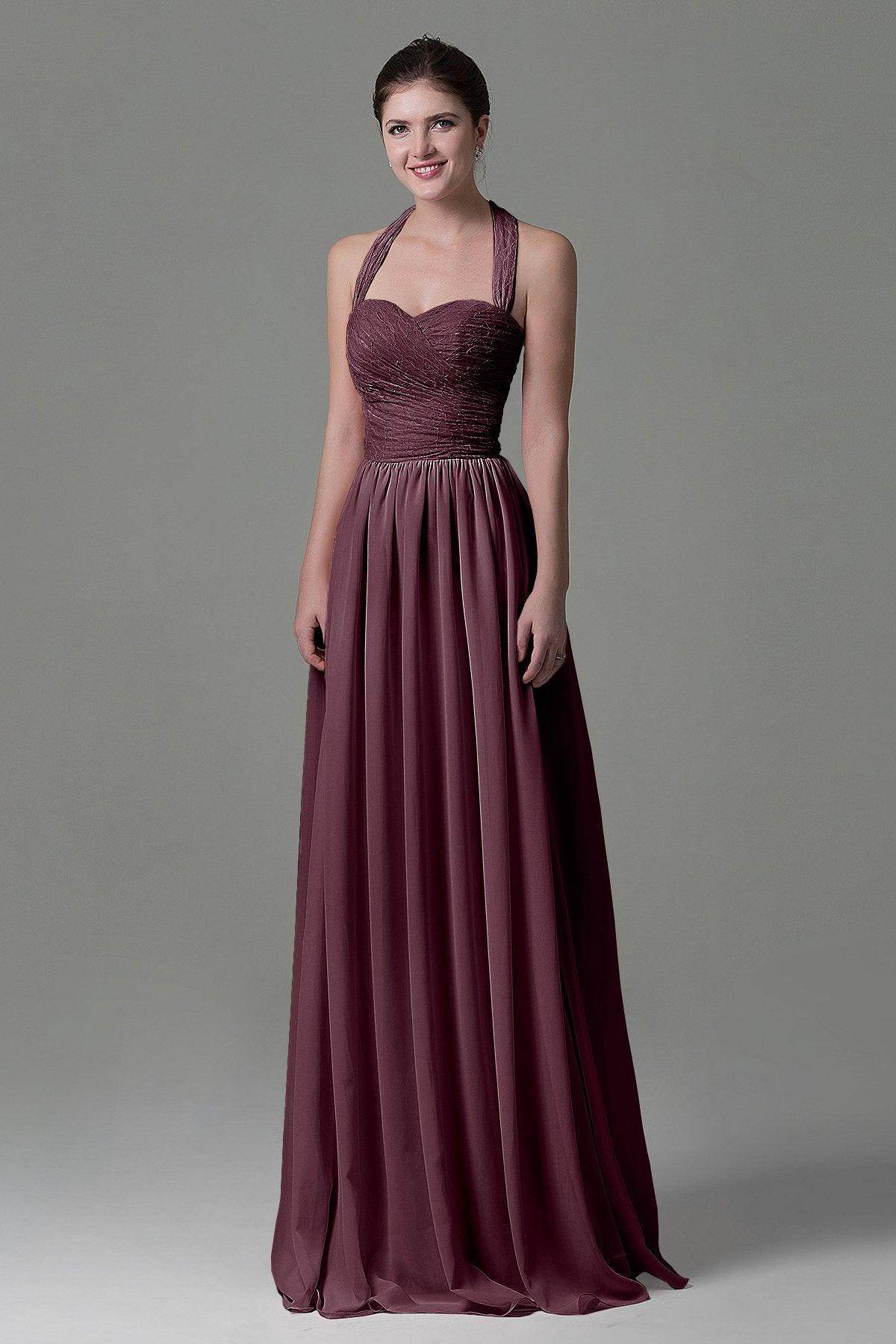 A-Line Floor Length Lace/Chiffon Bridesmaid Dress COZK16006 - COCOMELODY
